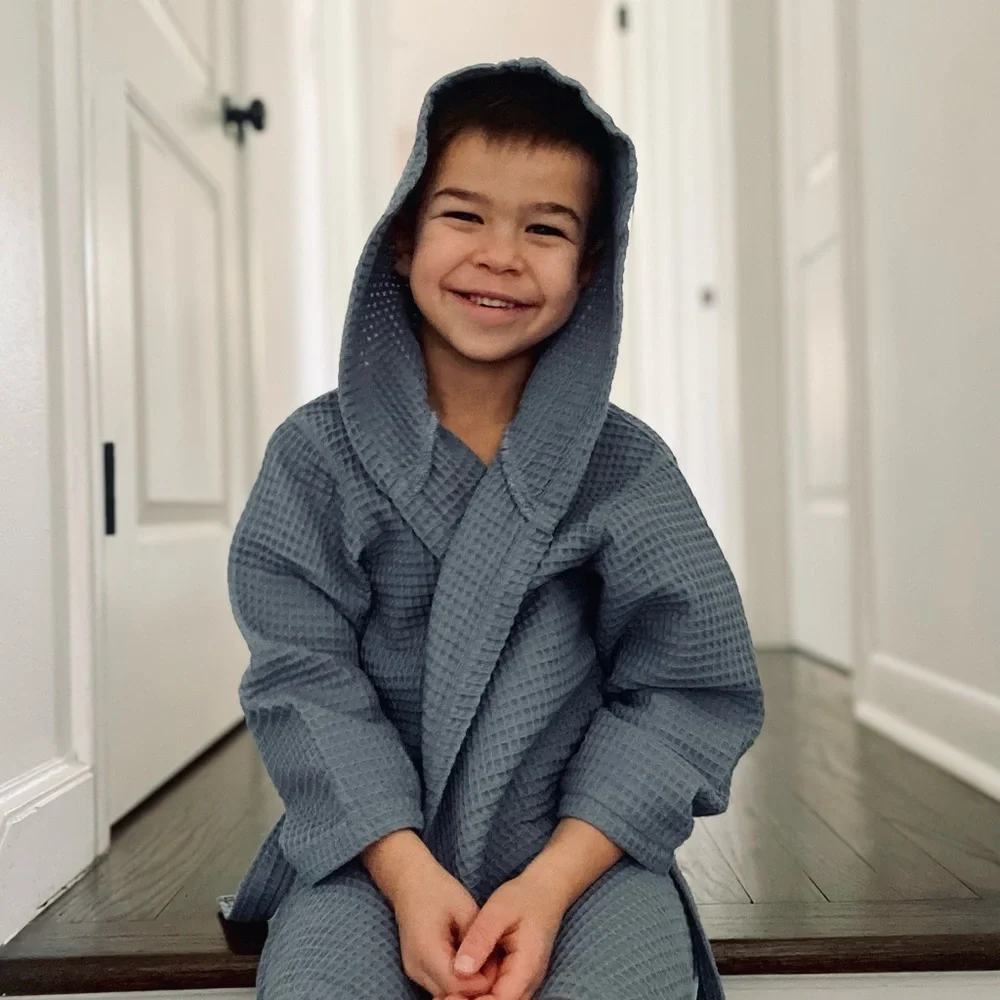 Kids Hooded Bath Robe - Gray